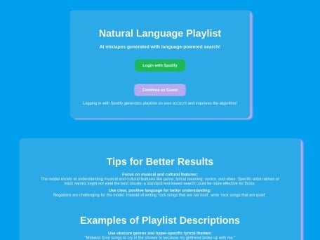 Natural Language Playlist